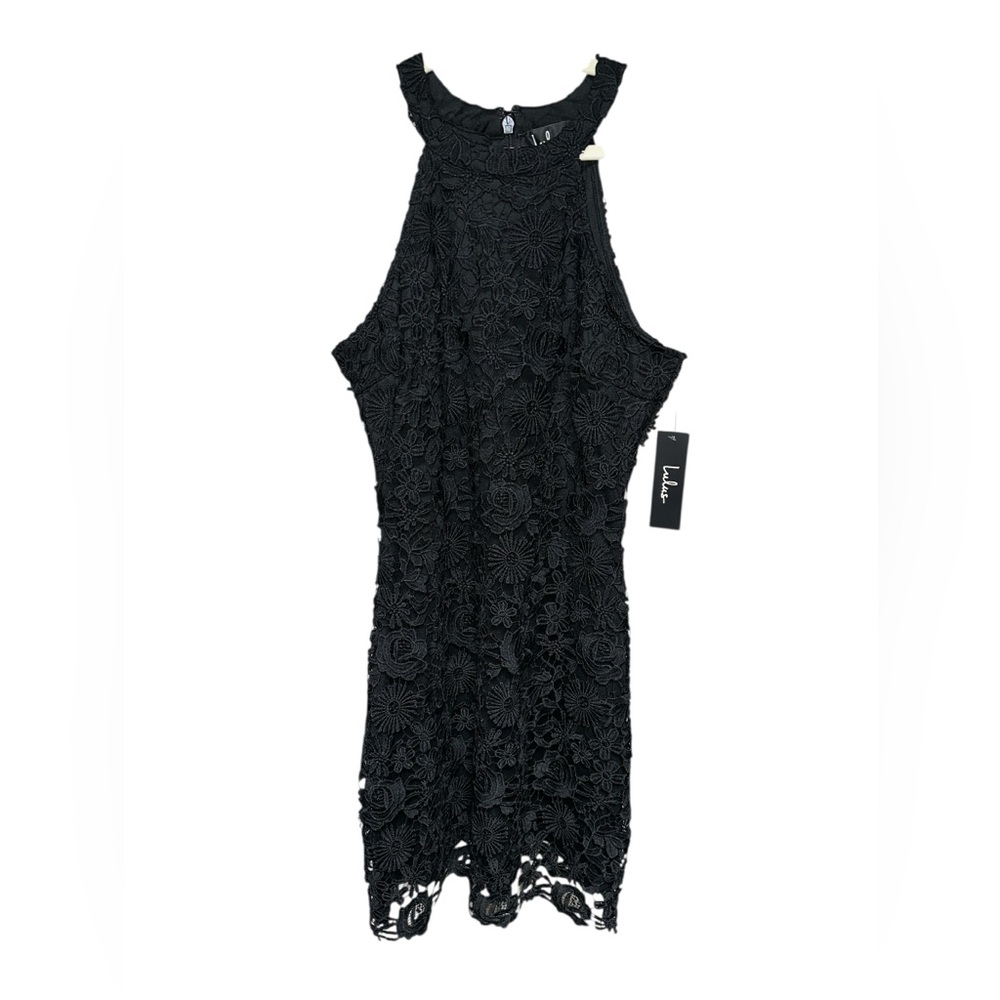Lulu's Black Floral Crochet Mini Dress